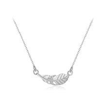 Load image into Gallery viewer, 925 Sterling Silver Fashion Simple Leaf Pendant with Cubic Zirconia and Necklace