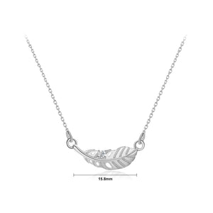 925 Sterling Silver Fashion Simple Leaf Pendant with Cubic Zirconia and Necklace