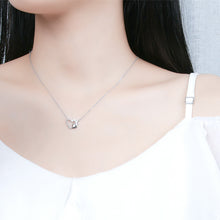 Load image into Gallery viewer, 925 Sterling Silver Simple Romantic Hollow Heart Pendant with Cubic Zirconia and Necklace