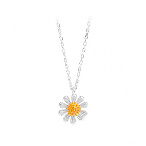 925 Sterling Silver Fashion and Elegant Sunflower Pendant with Necklace