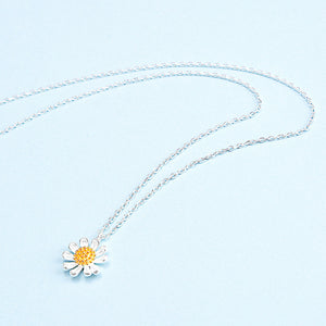 925 Sterling Silver Fashion and Elegant Sunflower Pendant with Necklace