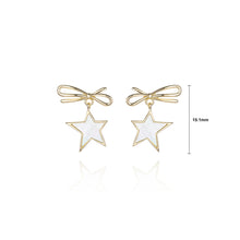 Load image into Gallery viewer, 925 Sterling Silver Plated Gold Fashion Simple Star Ribbon Stud Earrings