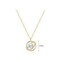 Load image into Gallery viewer, 925 Sterling Silver Plated Gold Fashion Creative Star Imitation Pearl Pendant with Cubic Zirconia and Necklace