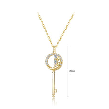 Load image into Gallery viewer, 925 Sterling Silver Plated Gold Simple Temperament Key Pendant with Cubic Zirconia and Necklace