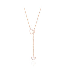 Load image into Gallery viewer, 925 Sterling Silver Plated Rose Gold Simple Temperament Shell Heart-shaped Tassel Pendant with Necklace