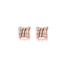 Load image into Gallery viewer, 925 Sterling Silver Plated Rose Gold Simple Fashion Geometric Striped Stud Earrings