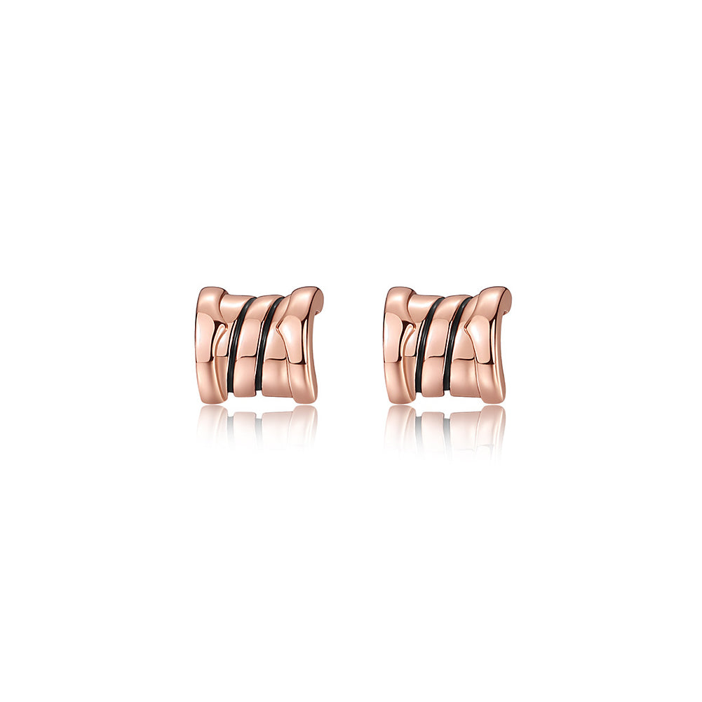 925 Sterling Silver Plated Rose Gold Simple Fashion Geometric Striped Stud Earrings