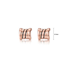 Load image into Gallery viewer, 925 Sterling Silver Plated Rose Gold Simple Fashion Geometric Striped Stud Earrings