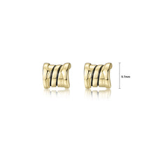 Load image into Gallery viewer, 925 Sterling Silver Plated Gold Simple Fashion Geometric Striped Stud Earrings
