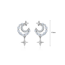 Load image into Gallery viewer, 925 Sterling Silver Fashion Temperament Star Moon Stud Earrings with Cubic Zirconia