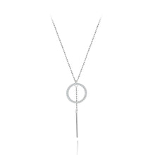 Load image into Gallery viewer, 925 Sterling Silver Simple Fashion Geometric Round Tassel Pendant with Cubic Zirconia and Necklace