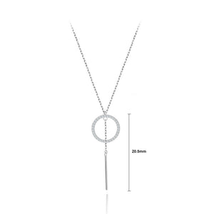 925 Sterling Silver Simple Fashion Geometric Round Tassel Pendant with Cubic Zirconia and Necklace