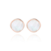 Load image into Gallery viewer, 925 Sterling Silver Plated Rose Gold Simple Temperament Geometric Shell Round Stud Earrings