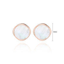 Load image into Gallery viewer, 925 Sterling Silver Plated Rose Gold Simple Temperament Geometric Shell Round Stud Earrings