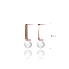 Load image into Gallery viewer, 925 Sterling Silver Plated Rose Gold Simple Personality Geometric Imitation Pearl Stud Earrings