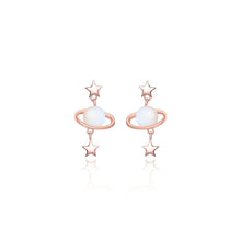 Load image into Gallery viewer, 925 Sterling Silver Plated Rose Gold Simple Fashion Star Planet Shell Stud Earrings