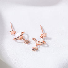 Load image into Gallery viewer, 925 Sterling Silver Plated Rose Gold Simple Fashion Star Planet Shell Stud Earrings