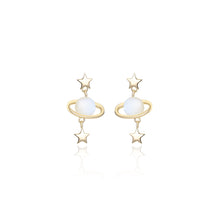Load image into Gallery viewer, 925 Sterling Silver Plated Gold Simple Fashion Star Planet Shell Stud Earrings