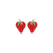 Load image into Gallery viewer, 925 Sterling Silver Plated Rose Gold Sweet and Lovely Strawberry Stud Earrings