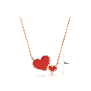 925 Sterling Silver Plated Rose Gold Simple Romantic Double Heart Pendant with Necklace