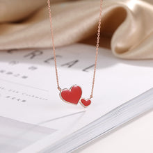 Load image into Gallery viewer, 925 Sterling Silver Plated Rose Gold Simple Romantic Double Heart Pendant with Necklace