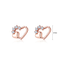 Load image into Gallery viewer, 925 Sterling Silver Plated Rose Gold Simple and Fashion Hollow Heart-shaped Stud Earrings with Cubic Zirconia