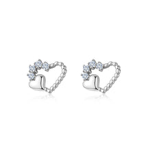 Load image into Gallery viewer, 925 Sterling Silver Simple and Fashion Hollow Heart-shaped Stud Earrings with Cubic Zirconia