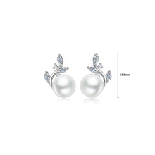 Load image into Gallery viewer, 925 Sterling Silver Fashion and Elegant Geometric Imitation Pearl Stud Earrings with Cubic Zirconia