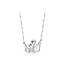 Load image into Gallery viewer, 925 Sterling Silver Fashion and Elegant Double Swan Pendant with Cubic Zirconia and Necklace