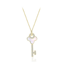 Load image into Gallery viewer, 925 Sterling Silver Plated Gold Fashion and Elegant Shell Key Pendant with Cubic Zirconia and Necklace
