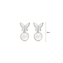 Load image into Gallery viewer, 925 Sterling Silver Fashion and Elegant Butterfly Geometric Round Stud Earrings with Cubic Zirconia