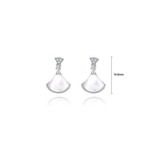 Load image into Gallery viewer, 925 Sterling Silver Simple Temperament Shell Fan-shaped Stud Earrings with Cubic Zirconia