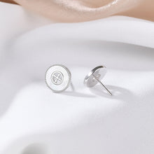 Load image into Gallery viewer, 925 Sterling Silver Fashion Simple Hollow Pattern Geometric Round Stud Earrings
