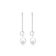 Load image into Gallery viewer, 925 Sterling Silver Simple Temperament Geometric Round Tassel Earrings with Imitation Pearls