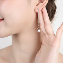 Load image into Gallery viewer, 925 Sterling Silver Simple Temperament Geometric Round Tassel Earrings with Imitation Pearls