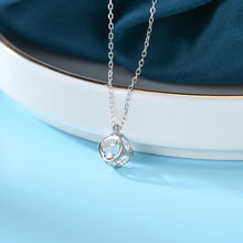 Load image into Gallery viewer, 925 Sterling Silver Fashion Simple Hollow Square Pendant with Cubic Zirconia and Necklace