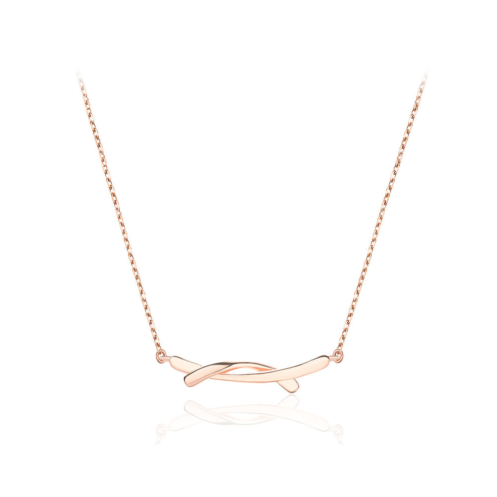 925 Sterling Silver Plated Rose Gold Simple Creative Geometric Necklace