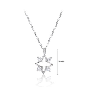 925 Sterling Silver Simple Temperament Star Pendant with Cubic Zirconia and Necklace