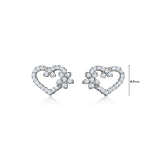 Load image into Gallery viewer, 925 Sterling Silver Simple and Bright Hollow Heart-shaped Flower Stud Earrings with Cubic Zirconia