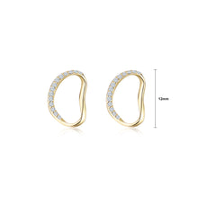 Load image into Gallery viewer, 925 Sterling Silver Plated Gold Simple and Exquisite Hollow Geometric Stud Earrings with Cubic Zirconia