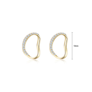 925 Sterling Silver Plated Gold Simple and Exquisite Hollow Geometric Stud Earrings with Cubic Zirconia
