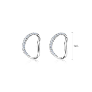 925 Sterling Silver Simple and Exquisite Hollow Geometric Stud Earrings with Cubic Zirconia
