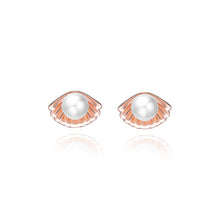 Load image into Gallery viewer, 925 Sterling Silver Plated Rose Gold Fashion Simple Shell Imitation Pearl Stud Earrings
