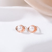 Load image into Gallery viewer, 925 Sterling Silver Plated Rose Gold Fashion Simple Shell Imitation Pearl Stud Earrings
