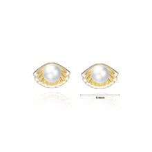 Load image into Gallery viewer, 925 Sterling Silver Plated Gold Fashion Simple Shell Imitation Pearl Stud Earrings
