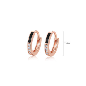 925 Sterling Silver Plated Rose Gold Simple Fashion Geometric Stud Earrings with Cubic Zirconia