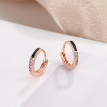 Load image into Gallery viewer, 925 Sterling Silver Plated Rose Gold Simple Fashion Geometric Stud Earrings with Cubic Zirconia