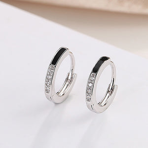 925 Sterling Silver Simple Fashion Geometric Stud Earrings with Cubic Zirconia