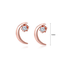 Load image into Gallery viewer, 925 Sterling Silver Plated Rose Gold Simple Temperament Moon Stud Earrings with Cubic Zirconia