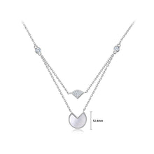 Load image into Gallery viewer, 925 Sterling Silver Simple Temperament Shell Duckweed Leaf Multi-layer Pendant with Cubic Zirconia and Necklace